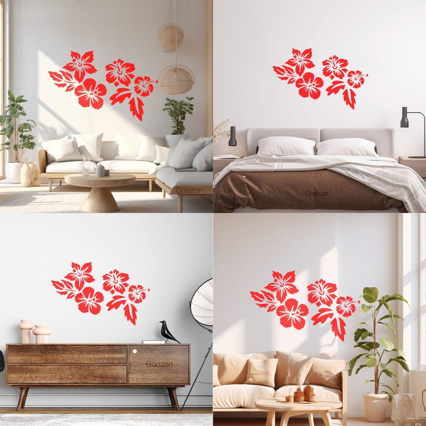 Fine Carving Stickers Beautiful Exotic Flowers Bud Tropical Beach Style Art Mural Painting