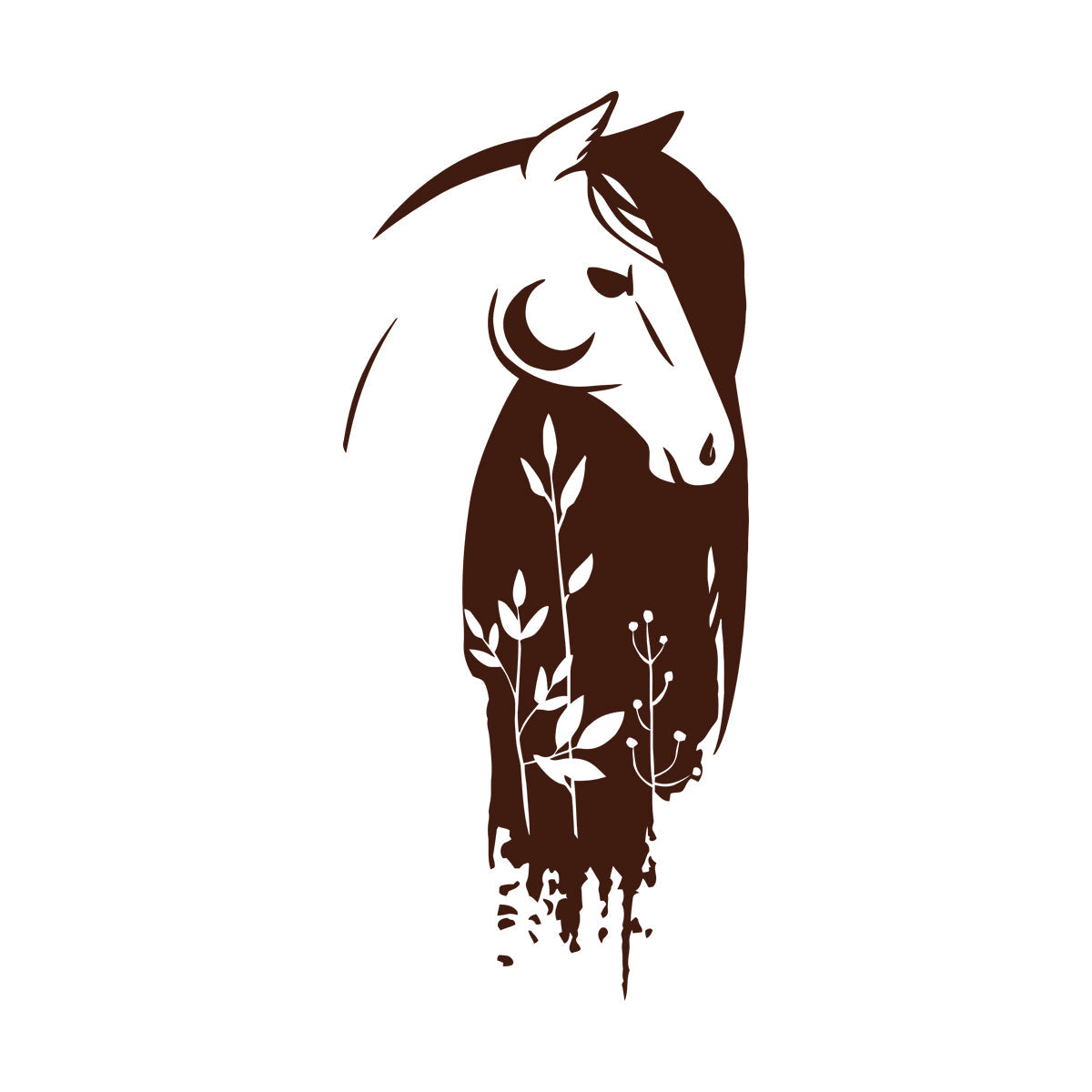 Wall Decals Beautiful Horse Head Fairytale Flowers Glass Stickers