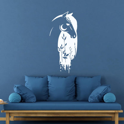 Wall Decals Beautiful Horse Head Fairytale Flowers Glass Stickers
