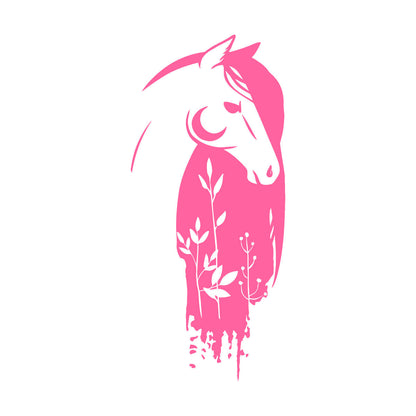 Wall Decals Beautiful Horse Head Fairytale Flowers Glass Stickers