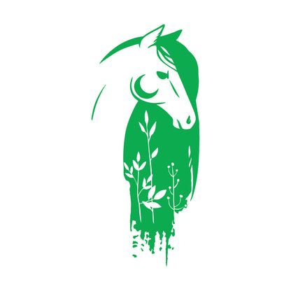 Wall Decals Beautiful Horse Head Fairytale Flowers Glass Stickers