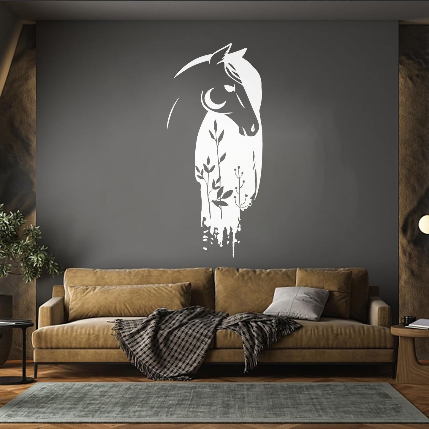 Wall Decals Beautiful Horse Head Fairytale Flowers Glass Stickers