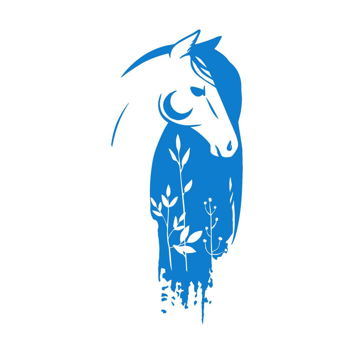 Wall Decals Beautiful Horse Head Fairytale Flowers Glass Stickers