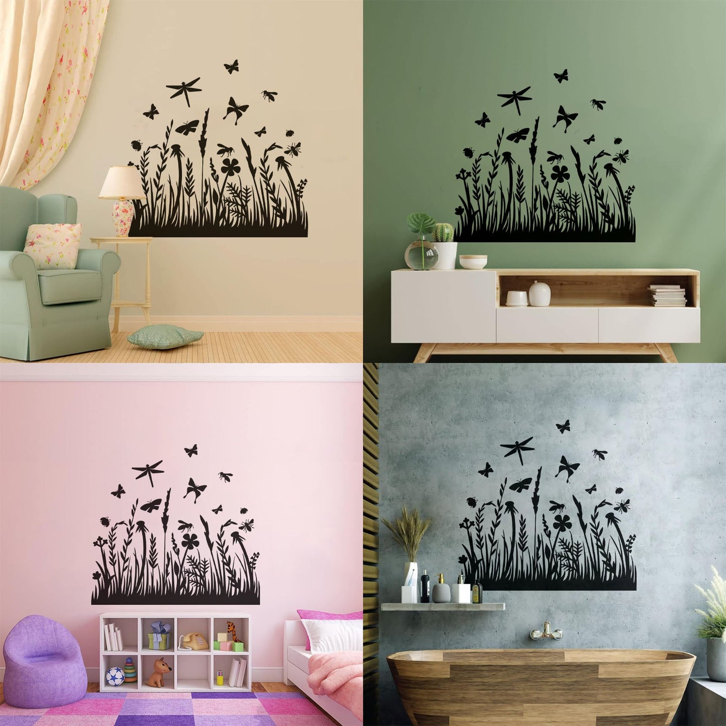 Engraving Decals Beautiful Insects Natural Flowers Butterfly Dragonfly Tattoo Culture