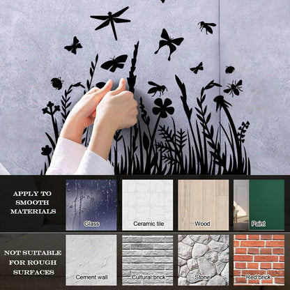 Engraving Decals Beautiful Insects Natural Flowers Butterfly Dragonfly Tattoo Culture