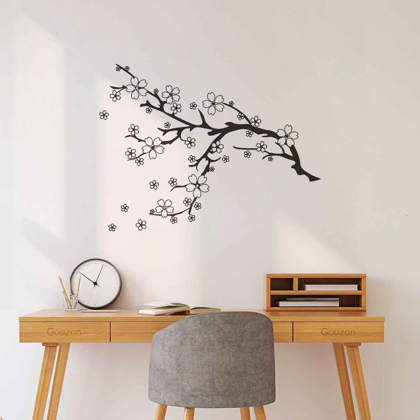 Wall Stickers Beautiful Tree Branch Natural Flowers Sakura Equipped With Transfer Film Kit