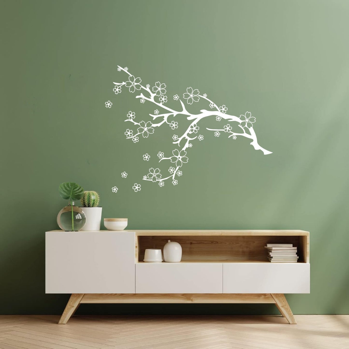 Wall Stickers Beautiful Tree Branch Natural Flowers Sakura Equipped With Transfer Film Kit