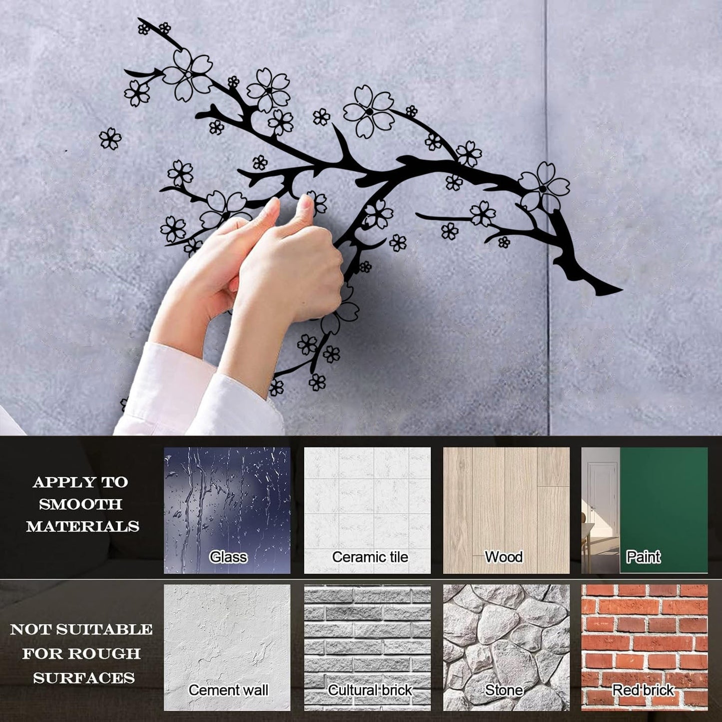Wall Stickers Beautiful Tree Branch Natural Flowers Sakura Equipped With Transfer Film Kit
