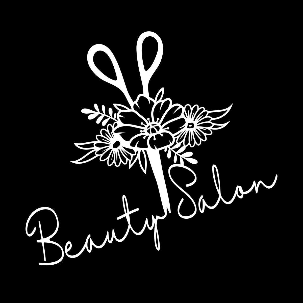 Beauty Barber Hair Salon Floral Flowers Fine Carving Decals Easy Installation