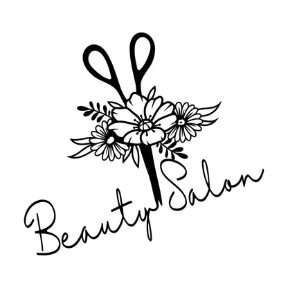 Beauty Barber Hair Salon Floral Flowers Fine Carving Decals Easy Installation