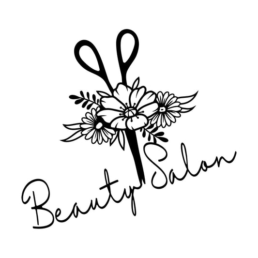 Beauty Barber Hair Salon Floral Flowers Fine Carving Decals Easy Installation