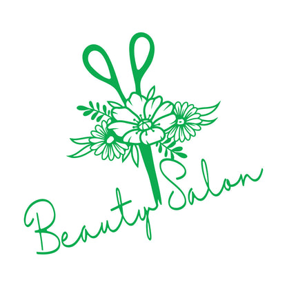 Beauty Barber Hair Salon Floral Flowers Fine Carving Decals Easy Installation