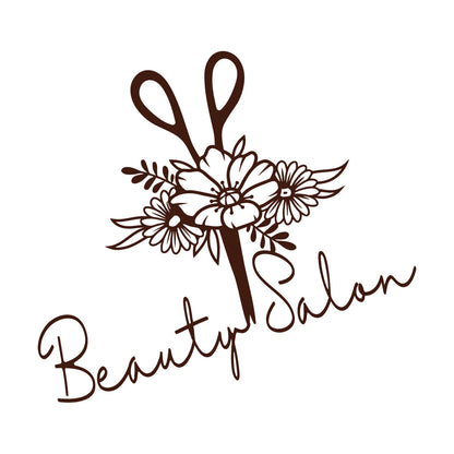 Beauty Barber Hair Salon Floral Flowers Fine Carving Decals Easy Installation
