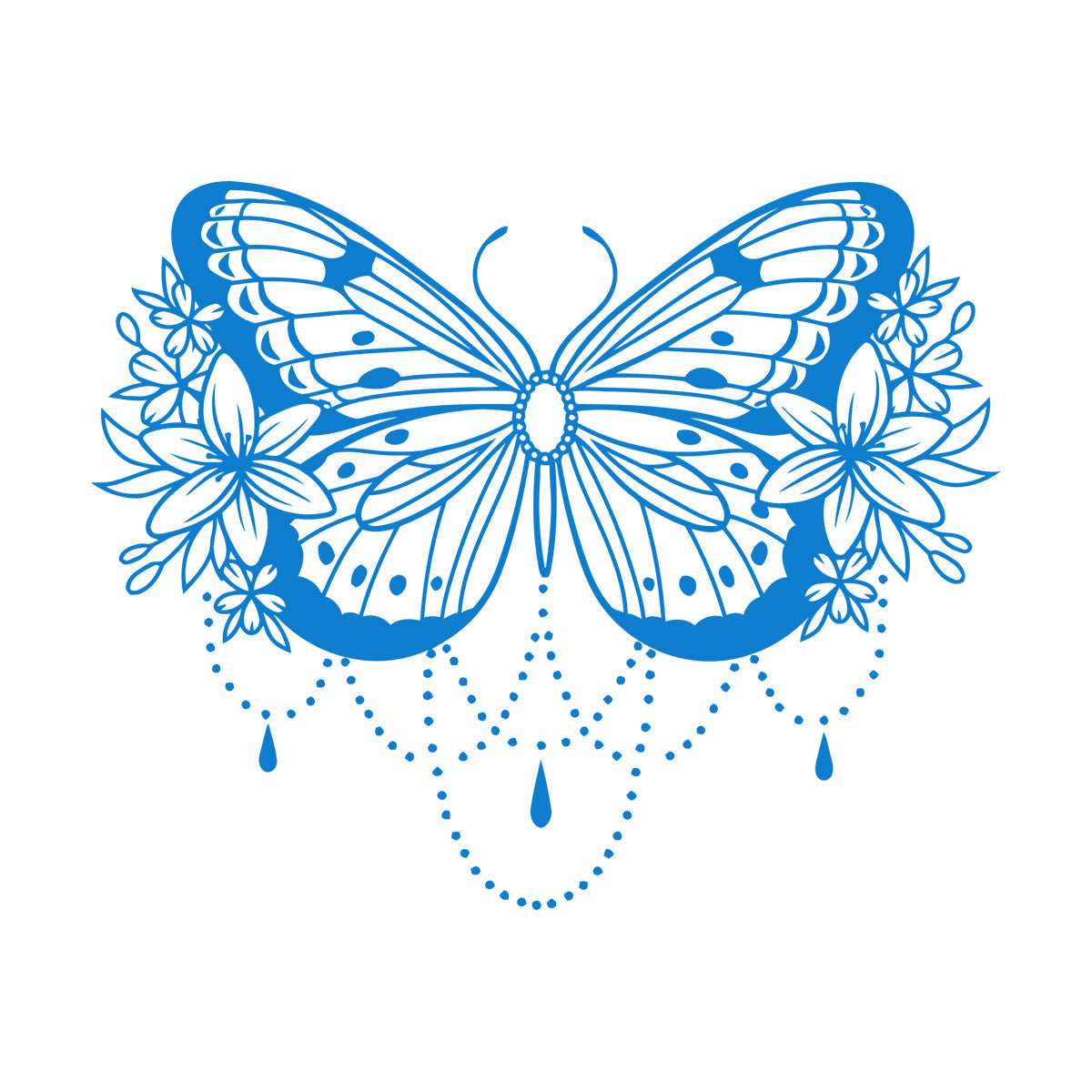 Engraving Stickers Beauty Butterfly Lily Flowers Abstract Natural Home Multiple Size Options