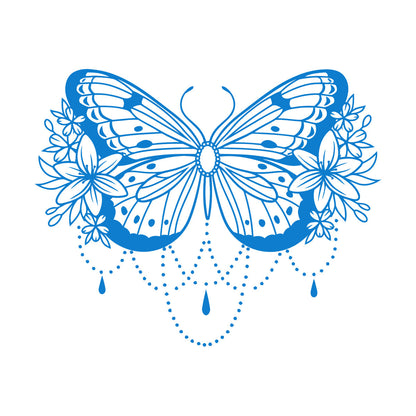 Engraving Stickers Beauty Butterfly Lily Flowers Abstract Natural Home Multiple Size Options