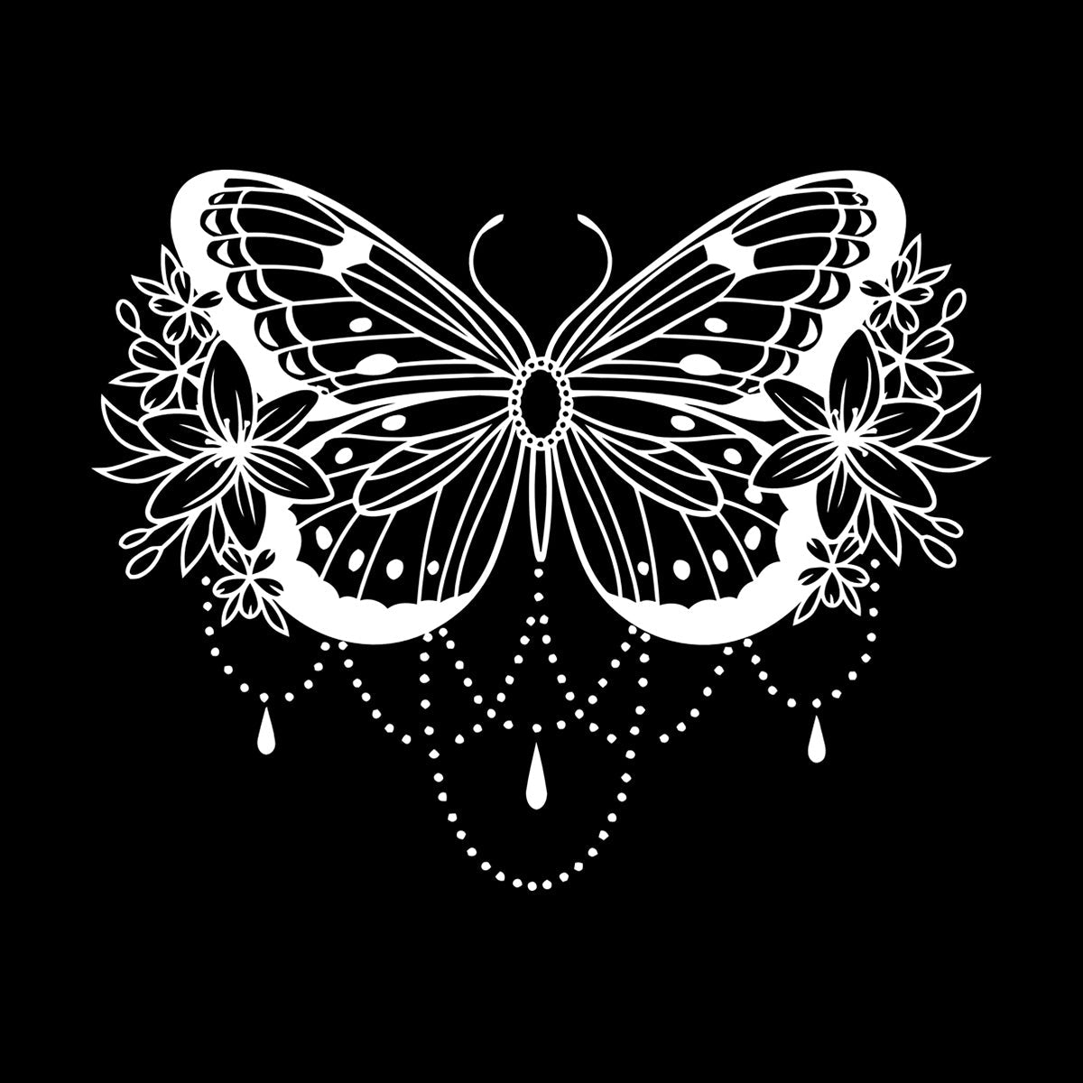 Engraving Stickers Beauty Butterfly Lily Flowers Abstract Natural Home Multiple Size Options