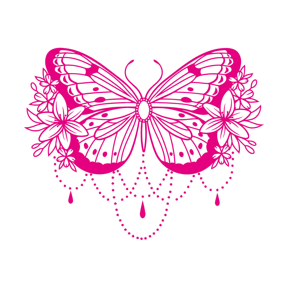 Engraving Stickers Beauty Butterfly Lily Flowers Abstract Natural Home Multiple Size Options