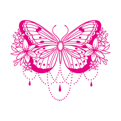 Engraving Stickers Beauty Butterfly Lily Flowers Abstract Natural Home Multiple Size Options