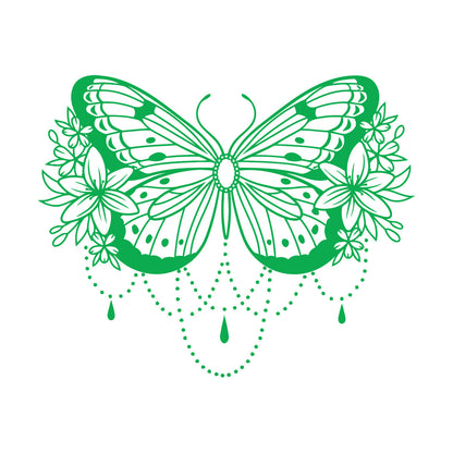 Engraving Stickers Beauty Butterfly Lily Flowers Abstract Natural Home Multiple Size Options