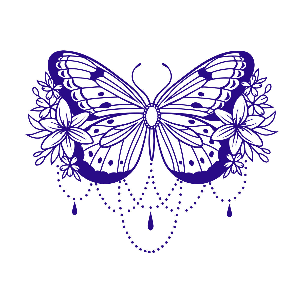 Engraving Stickers Beauty Butterfly Lily Flowers Abstract Natural Home Multiple Size Options