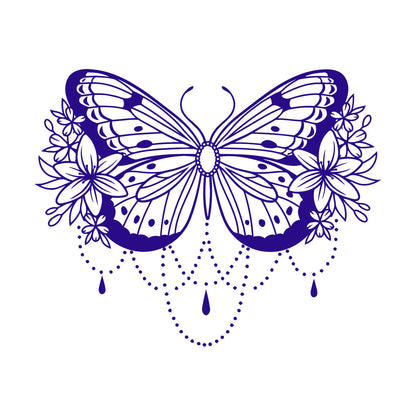 Engraving Stickers Beauty Butterfly Lily Flowers Abstract Natural Home Multiple Size Options