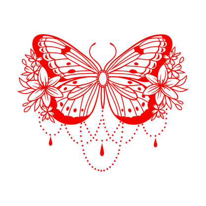 Engraving Stickers Beauty Butterfly Lily Flowers Abstract Natural Home Multiple Size Options