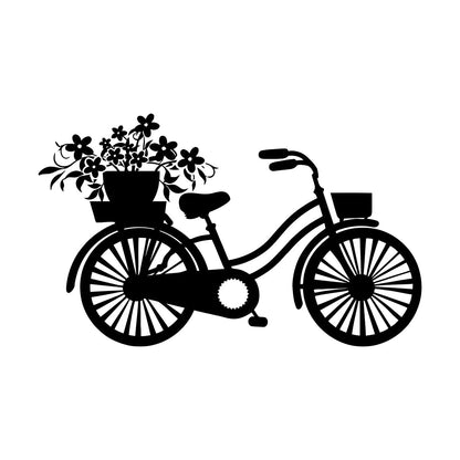 Vinyl Wall Decals Bicycle Romantic Flowers Girl Car Body Decoration