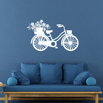 Vinyl Wall Decals Bicycle Romantic Flowers Girl Car Body Decoration