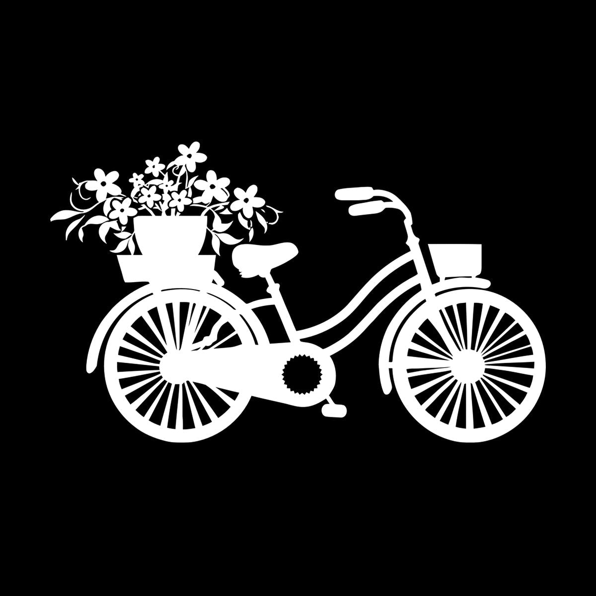 Vinyl Wall Decals Bicycle Romantic Flowers Girl Car Body Decoration