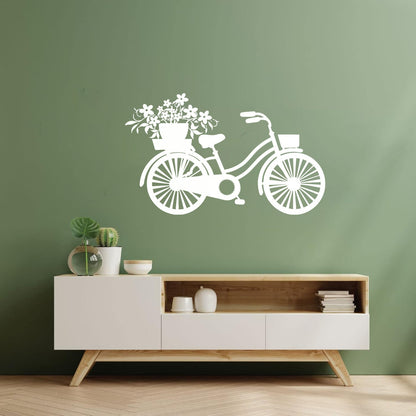 Vinyl Wall Decals Bicycle Romantic Flowers Girl Car Body Decoration