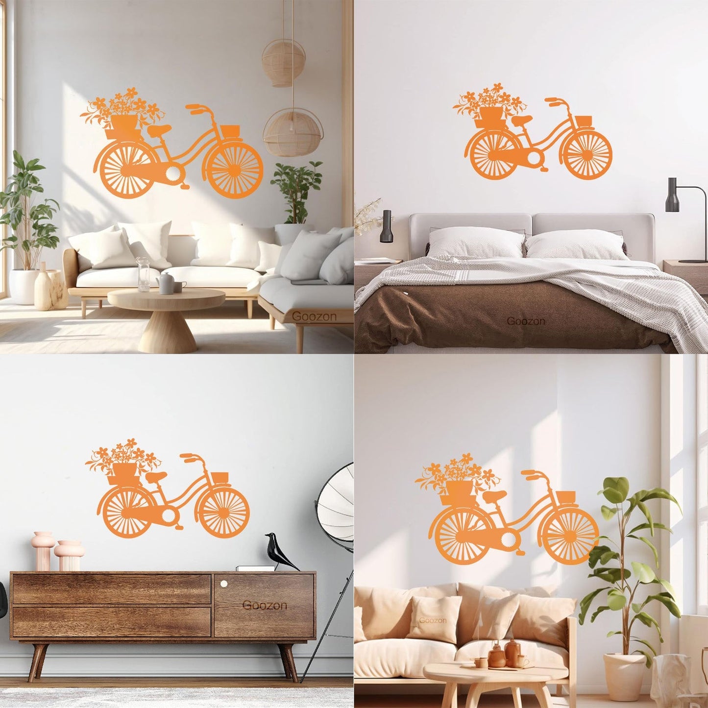 Vinyl Wall Decals Bicycle Romantic Flowers Girl Car Body Decoration