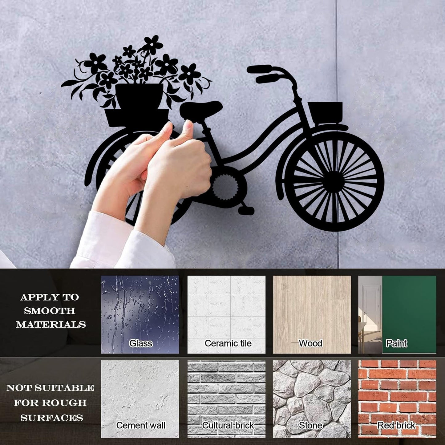 Vinyl Wall Decals Bicycle Romantic Flowers Girl Car Body Decoration