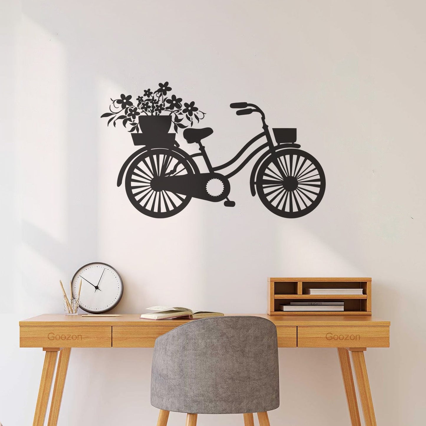 Vinyl Wall Decals Bicycle Romantic Flowers Girl Car Body Decoration