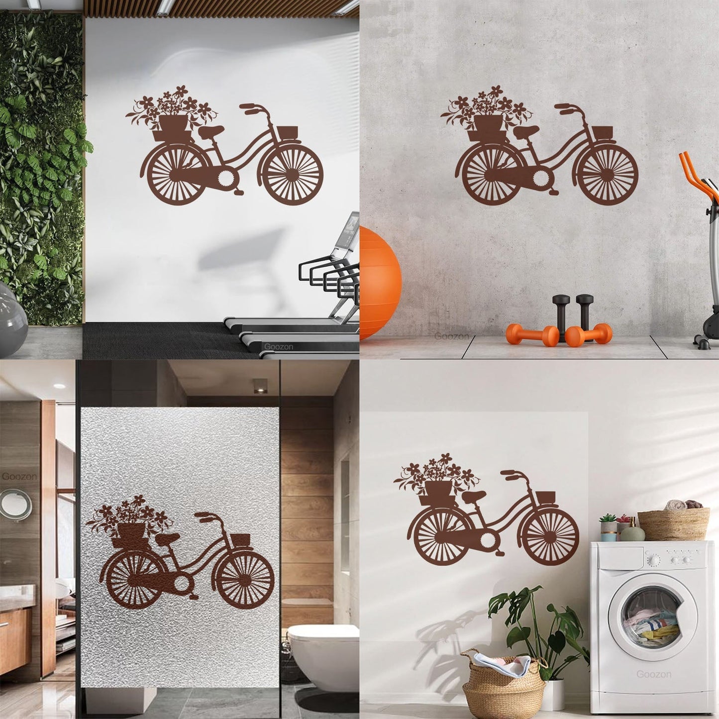 Vinyl Wall Decals Bicycle Romantic Flowers Girl Car Body Decoration