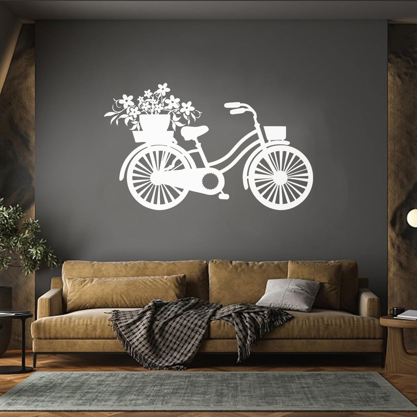 Vinyl Wall Decals Bicycle Romantic Flowers Girl Car Body Decoration