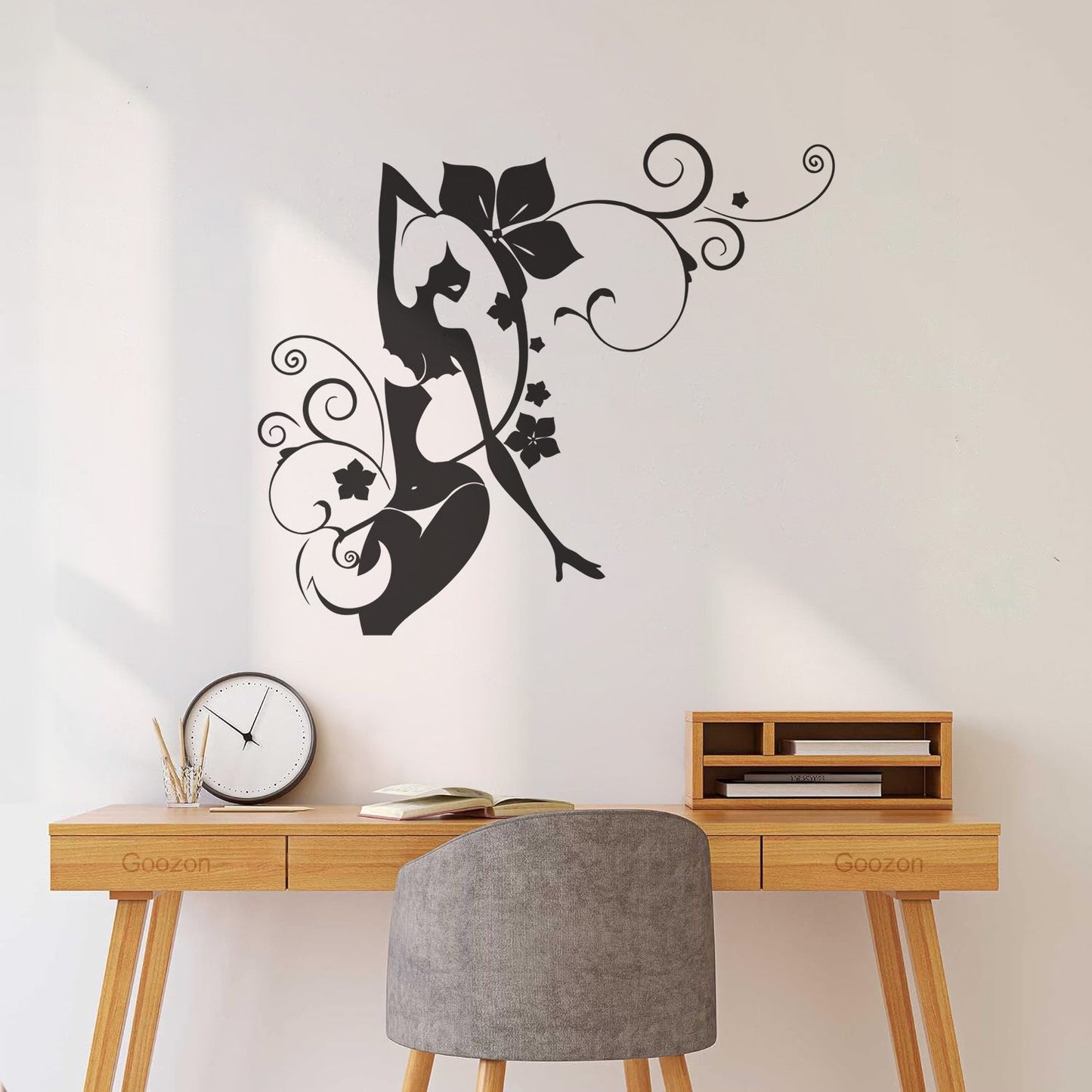 Mural And Wall Vinyl Decal Bikini Girl Hot Swimsuit Appeal Tropical Beach Style Flowers Glass Stickers