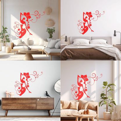 Mural And Wall Vinyl Decal Bikini Girl Hot Swimsuit Appeal Tropical Beach Style Flowers Glass Stickers
