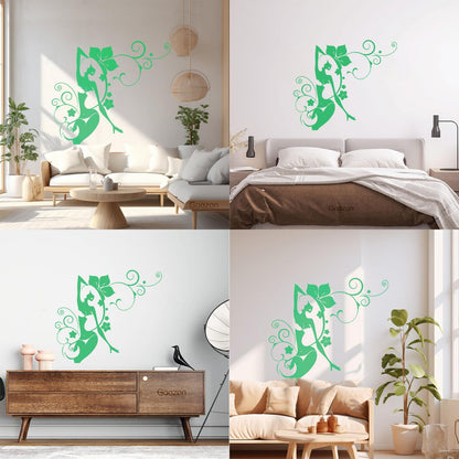 Mural And Wall Vinyl Decal Bikini Girl Hot Swimsuit Appeal Tropical Beach Style Flowers Glass Stickers