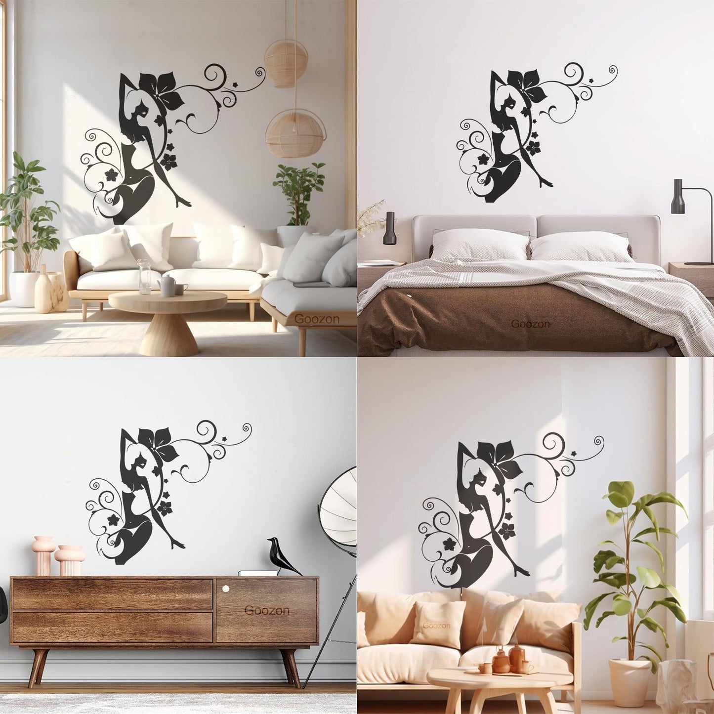 Mural And Wall Vinyl Decal Bikini Girl Hot Swimsuit Appeal Tropical Beach Style Flowers Glass Stickers