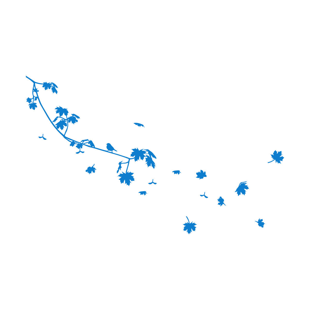 Wall Stickers Paster Paper Bird On A Maple Tree Branch Flowers Natural Store Decoration