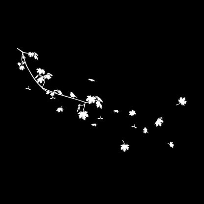 Wall Stickers Paster Paper Bird On A Maple Tree Branch Flowers Natural Store Decoration