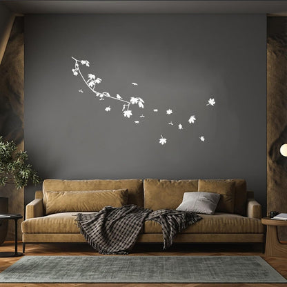 Wall Stickers Paster Paper Bird On A Maple Tree Branch Flowers Natural Store Decoration