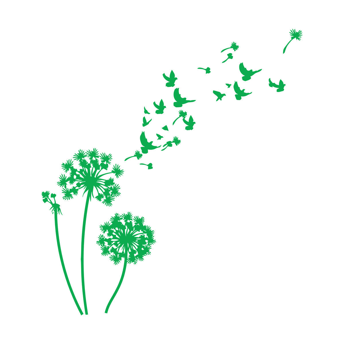 Wall Vinyl Sticker Decor Birds Dandelions Flower Garden Bedroom Tattoo Culture