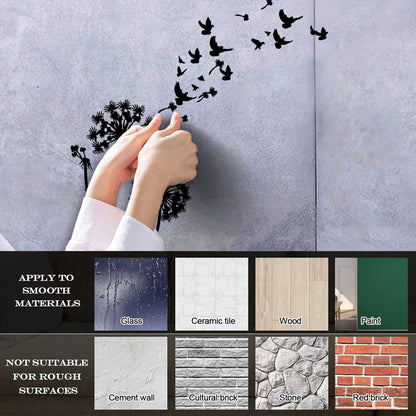Wall Vinyl Sticker Decor Birds Dandelions Flower Garden Bedroom Tattoo Culture