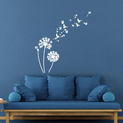 Wall Vinyl Sticker Decor Birds Dandelions Flower Garden Bedroom Tattoo Culture