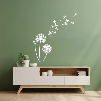 Wall Vinyl Sticker Decor Birds Dandelions Flower Garden Bedroom Tattoo Culture