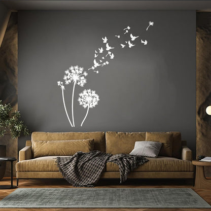 Wall Vinyl Sticker Decor Birds Dandelions Flower Garden Bedroom Tattoo Culture
