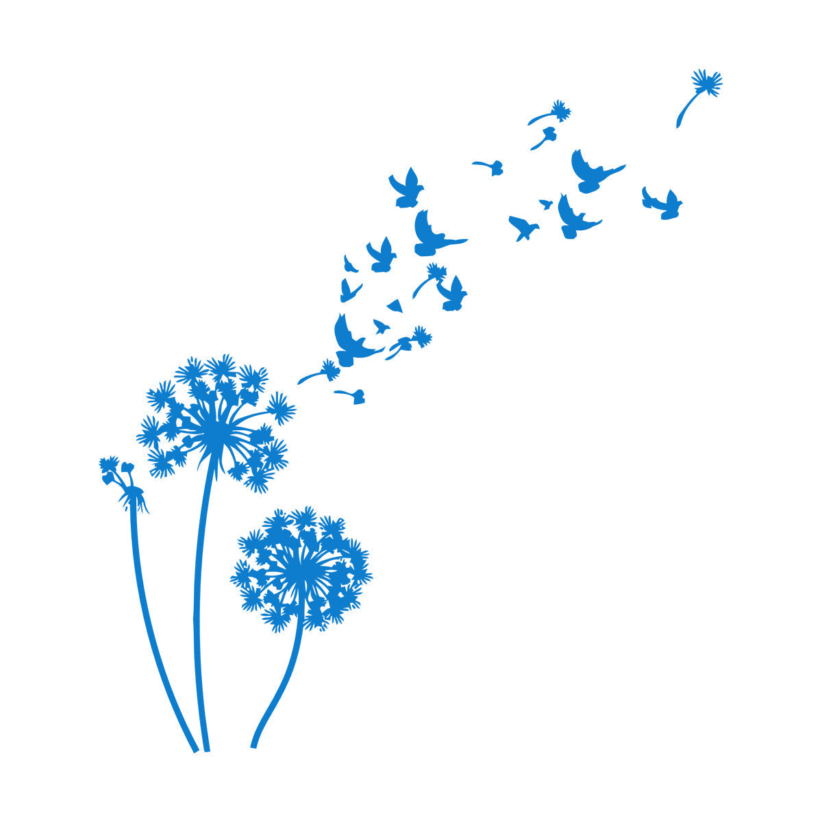 Wall Vinyl Sticker Decor Birds Dandelions Flower Garden Bedroom Tattoo Culture