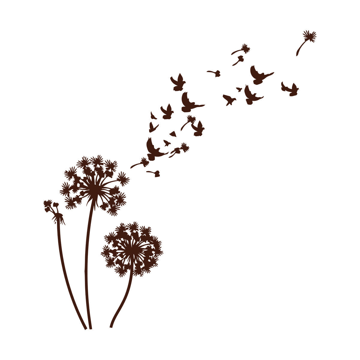 Wall Vinyl Sticker Decor Birds Dandelions Flower Garden Bedroom Tattoo Culture
