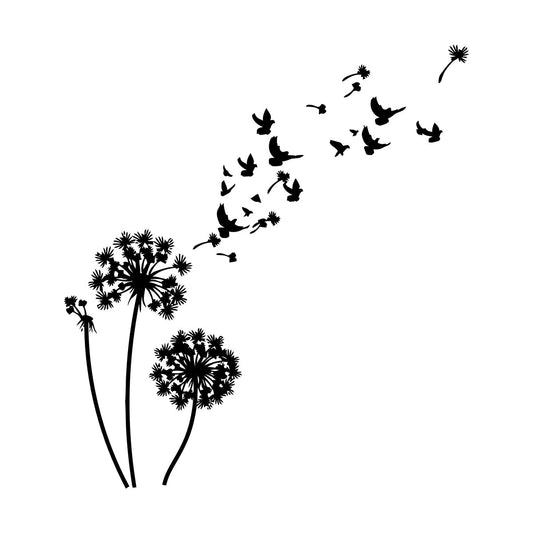 Wall Vinyl Sticker Decor Birds Dandelions Flower Garden Bedroom Tattoo Culture